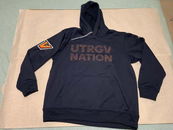 Adidas Texas Rio Grande Valley Vaqueros Hoodie sz XL X-LARGE "UTRGV Nation" Navy