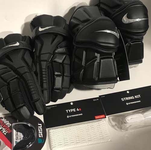 BUNDLE: Nike Vapor Elite Gloves - Black - Large 13”, Vapor Elite Guards, 4s kit white, sisu