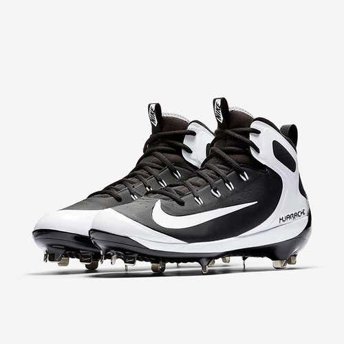 NIKE PRO HUARACHE ALPHA ELITE BASEBALL CLEATS 8.5 METAL SPIKES FLYWIRE BLACK WHITE BRAND NEW HTF PR