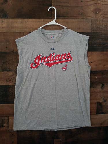 Majestic MLB Baseball CLEVELAND INDIANS Defunct Chief Wahoo Logo Tank Top Team Shirt