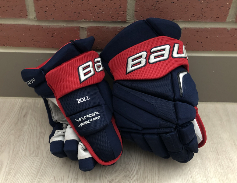 Blue Jackets Bauer Vapor APX2 Pro Gloves Senior Pro Stock (Jared Boll)