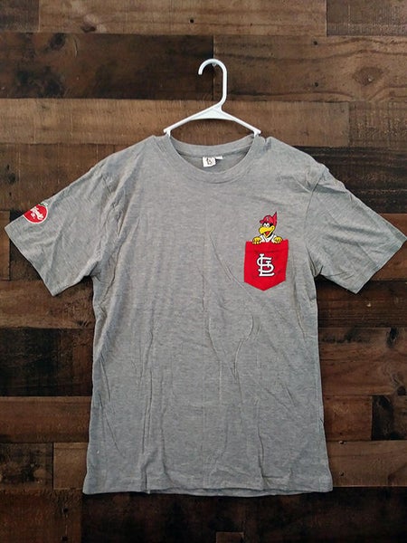 New Official Label MLB Baseball ST LOUIS CARDINALS Pasta House Cardinal  Bird Pocket Shirt