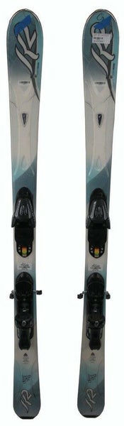 K2 Super RX Women's Skis 146 cm with L10 Bindings White/Blue/Gray - USED GOLD