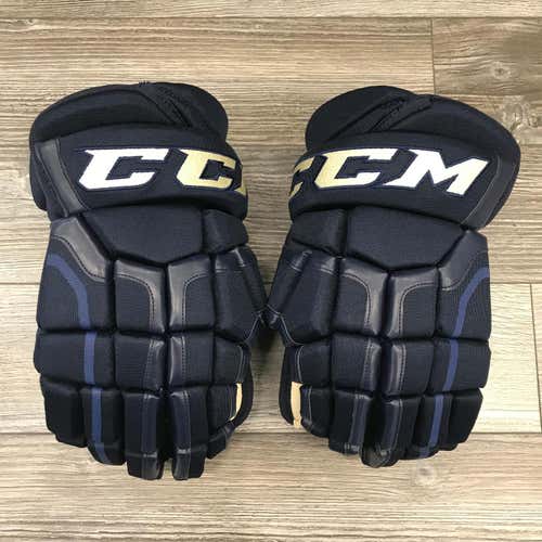 NEW! CCM HG55XP COLUMBUS BLUE JACKETS 3RD NHL PRO STOCK RETURN HOCKEY GLOVES 14"
