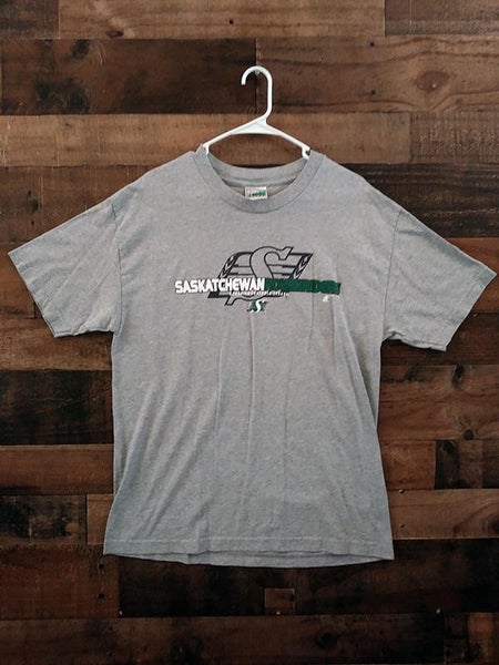 CFL Canadian Football League SASKATCHEWAN ROUGHRIDERS Grey Green Team Shirt