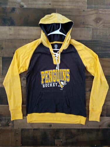 NHL Hockey PITTSBURGH PENGUINS Lightweight Drawstring Neck Hoodie Pullover