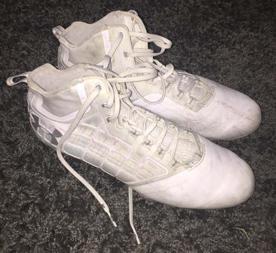 White Under Armour Banshee Used Mens Lacrosse Cleats Size 11