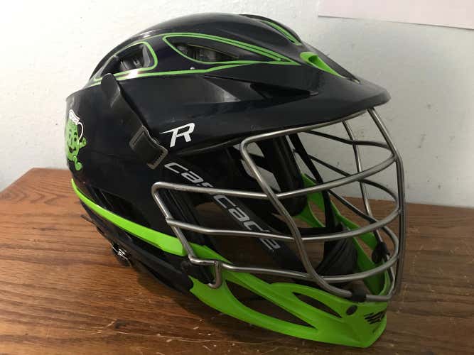 Cascade R Navy Blue, Lime Green Chin, Chrome Facemask
