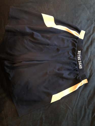 Notre Dame Team Issued Under Armour Game Worn Shorts, Navy Blue