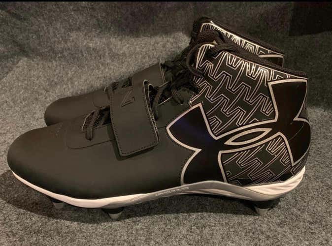 New Under Armour Cam Newton Men's Football Cleats 1264317-001 C1N Black/White  Size 12