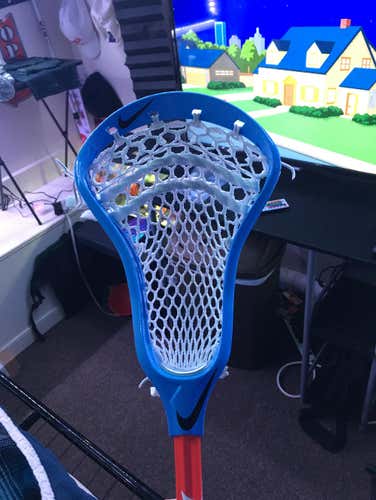 Lightly Used Carolina Blue Nike Vapor With String King Mesh On Red K18 Shaft