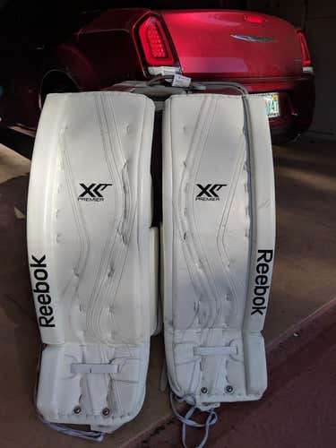 Reebok Premier XLT Goalie Leg Pads Senior Pro Stock 34 +2 White