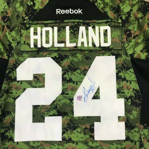 CAMO REEBOK TORONTO MAPLE LEAFS NHL PRO STOCK HOCKEY SIGNED JERSEY PETER HOLLAND