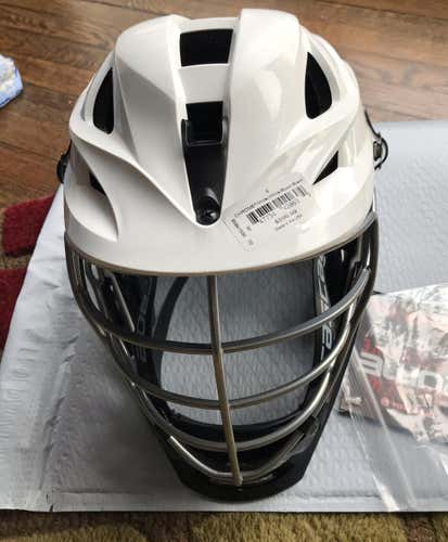 Cascade S Adult Helmet Lacrosse Lax New Nwt CHROME WHITE BLACK Black Chin