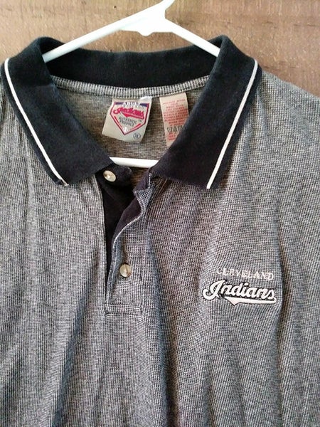 MLB Baseball CLEVELAND INDIANS Golf Style Embroidered Polo Shirt