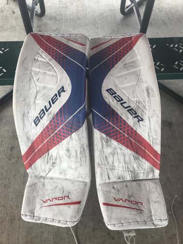 Bauer Vapor 1X Odin SR Medium Leg Pads White Red Blue Rangers Colors
