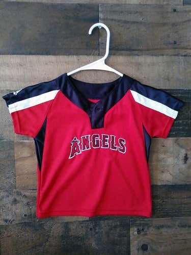 Majestic MLB Baseball LOS ANGELES ANGELS Embroidered Button Toddler Jersey