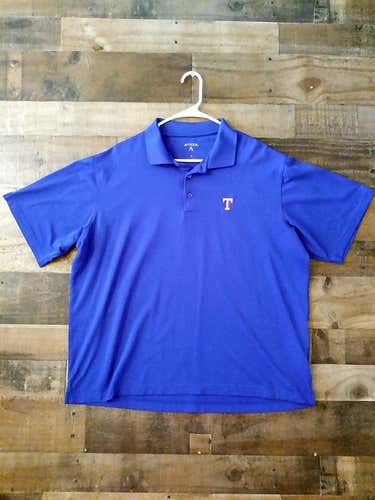 MLB Baseball TEXAS RANGERS Solid Blue Embroidered Polo Shirt