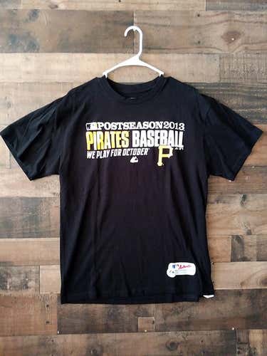 New 2013 Majestic MLB Baseball PITTSBURGH PIRATES October Postseason Playoffs Shirt