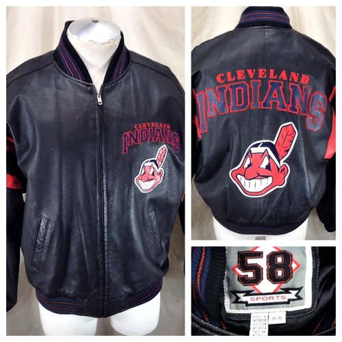 Vintage Cleveland Indians "Chief Wahoo" (Medium) Retro Zip Up MLB Lether Jacket