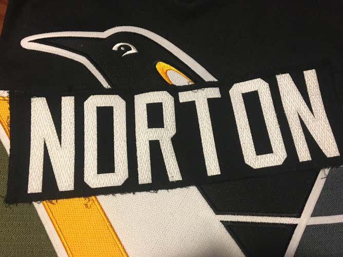 Jeff Norton Pittsburgh Penguins Team Issued Hockey Jersey Nameplate