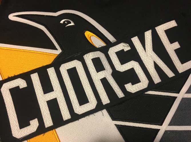 Tom Chorske Pittsburgh Penguins Team Issued Hockey Jersey Nameplate - Mr Hockey Minnesota
