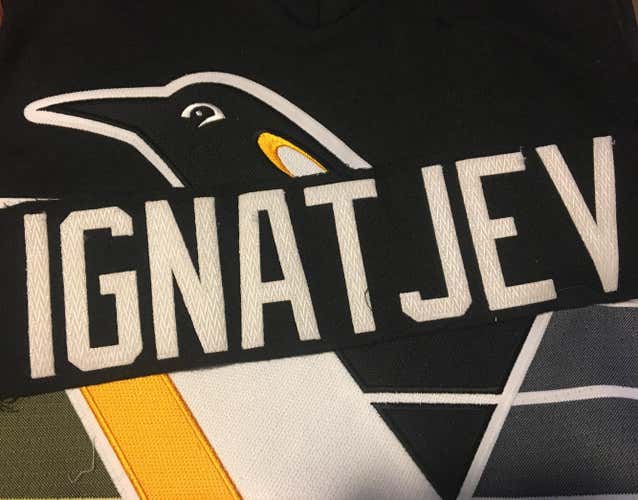 Victor Ignatjev Pittsburgh Penguins Team Issued Hockey Jersey Nameplate Tag - OKC Blazers KC Blades