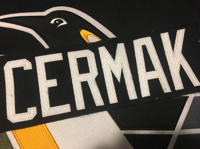 Peter Cermak Pittsburgh Penguins Team Issued Hockey Jersey Nameplate Tag