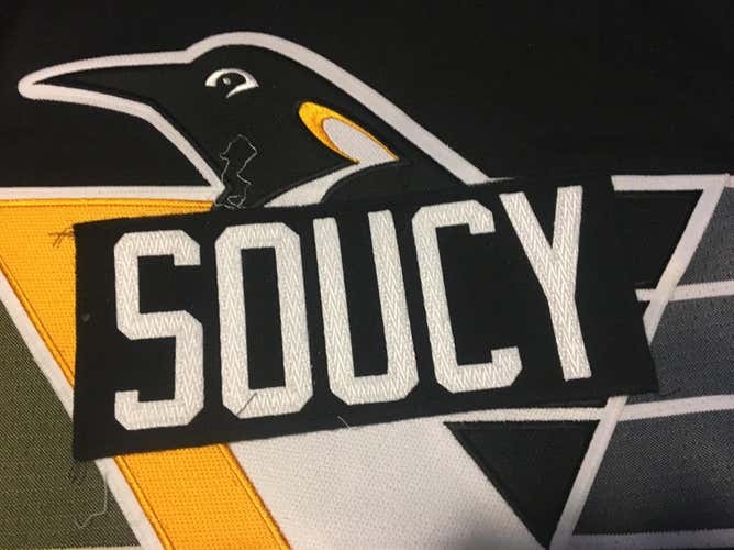 JP Jean Philippe Soucy Pittsburgh Penguins Team Issued Hockey Jersey Nameplate WBS Wheeling Nailers
