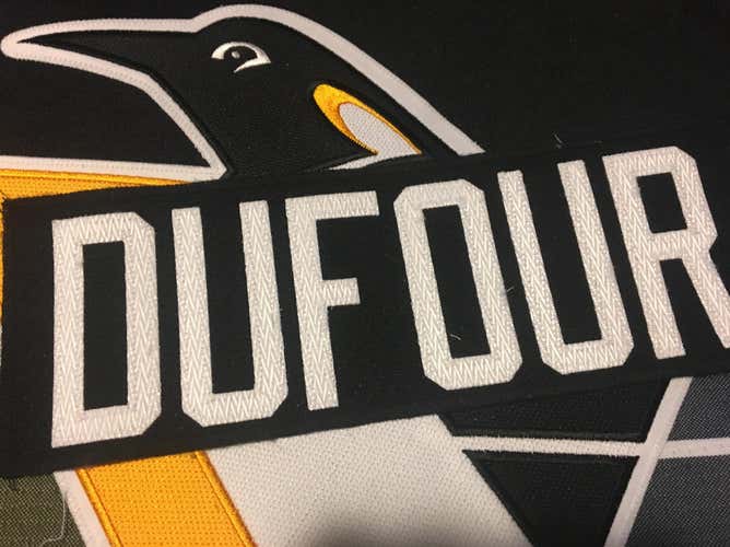 Jean-Francois Dufour Pittsburgh Penguins Team Issued Hockey Jersey Nameplate Tag WBS & Nailers
