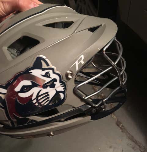 Gray And Navy Blue Lacrosse Helmet