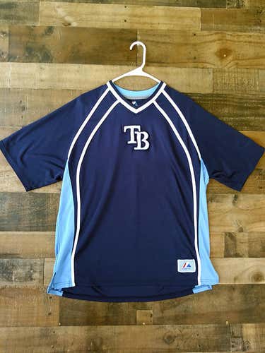 Majestic MLB Baseball TAMPA BAY RAYS Embroidered Polyester Logo Team Shirt
