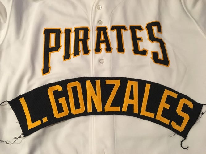 L. Gonzalez Pittsburgh Pirates Team Issued MLB Baseball Jersey Nameplate Tag