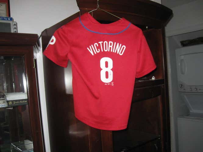 PHILLIES SHANE VICTORINO YOUTH HOME JERSEY(7) EMBRIODED! -