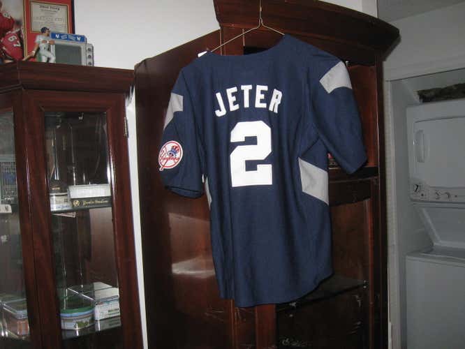 NY YANKEES DEREK JETER  YOUTH HOME  JERSEY(L) EMBRIODED! PLAYOFFS! -