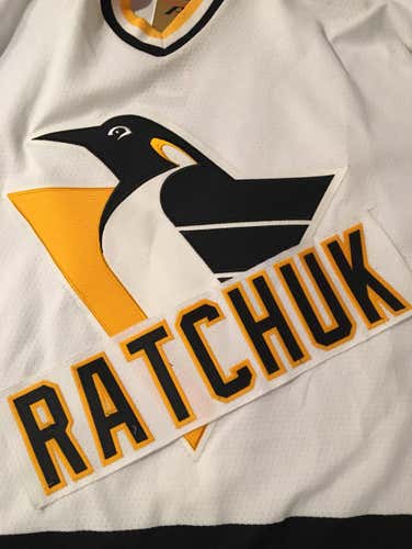 Peter Ratchuk Pittsburgh Penguins Team Issued NHL Hockey Jersey Nameplate Tag Houston Aeros