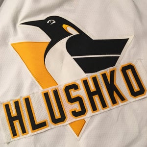 Todd Hlushko Pittsburgh Penguins Team Issued NHL Hockey Jersey Nameplate Tag Baltimore Skipjacks