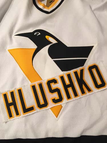 Todd Hlushko Pittsburgh Penguins Team Issued NHL Hockey Jersey Nameplate Tag Baltimore Skipjacks
