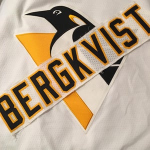 Stefan Bergkvist Pittsburgh Penguins Team Issued NHL Hockey Jersey Nameplate Tag Cle Lumberjacks