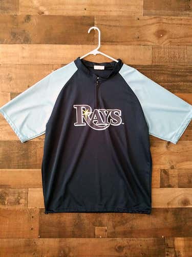 MLB Baseball TAMPA BAY RAYS Quarter Zipper Polyester Short Sleeve Warmup Shirt