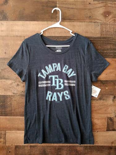 New Ladies MLB Baseball TAMPA BAY RAYS Grey Light Blue Short Sleeve Team Shirt
