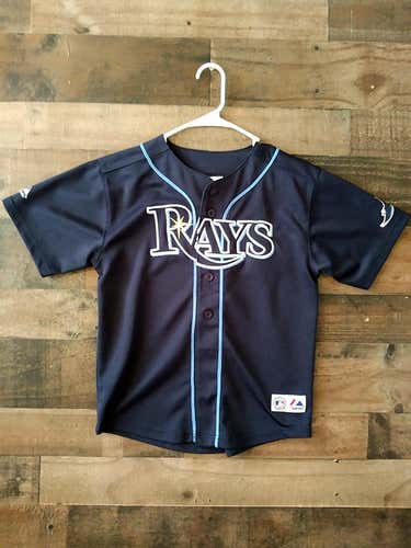 Majestic MLB Baseball TAMPA BAY RAYS #3 Evan Longoria Alternate Embroidered Button Youth Jersey