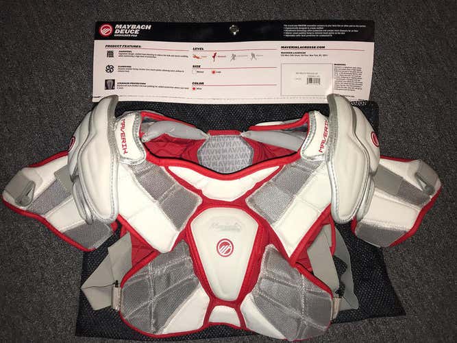 New Maverik MayBach Shoulder Pads White Red Large