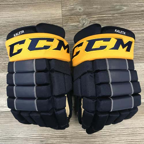 NEW! CCM HG4RXP BUFFALO SABRES NHL PRO STOCK HOCKEY PLAYER GLOVES 14" KALETA