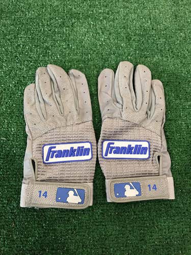 New Kike Hernandez Custom Pro Issued Large White/Grey/Royal “Away” Franklin Batting Gloves