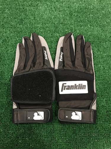 New Custom “Pokey on Finger” Reese Pro Issued Large Black/White Franklin Batting Gloves w/ Hand Pad