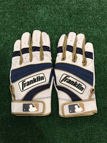 New Ryan Braun Custom Pro Issued Large Blue/Gold/White Franklin Batting Gloves