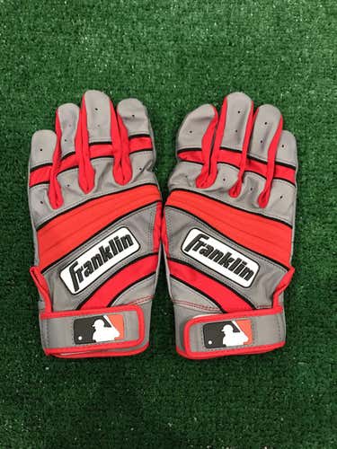 New Joey Votto Custom Pro Issued Large Grey/Red “Away” Franklin Batting Gloves