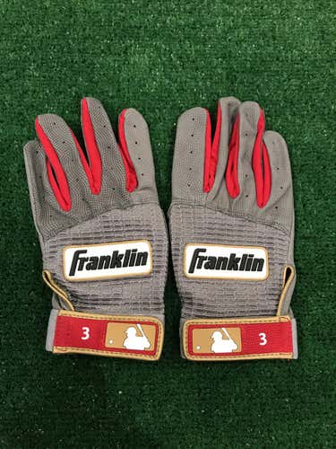 New Scooter Gennett Custom Pro Issued Large Grey/Red/Gold “Away” Franklin Batting Gloves