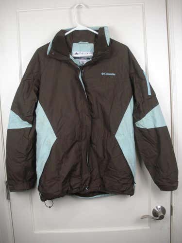 Columbia Brown Mint Green Winter Ski Coat Jacket Fleece Lined Coat Women's L